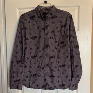 Kavu men’s blue long sleeve button down shirt size medium